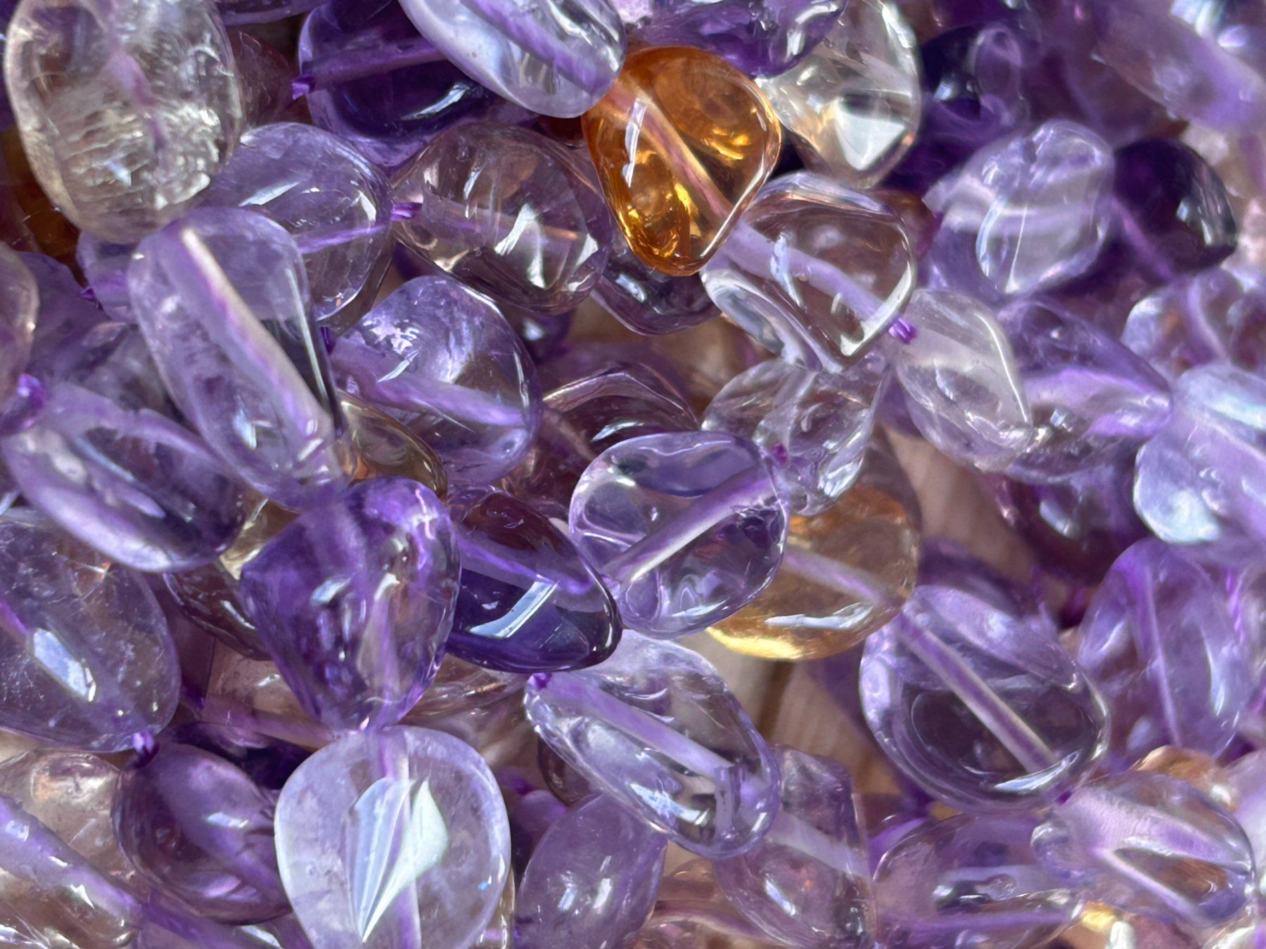 Pietre preziose: Strang echte Ametrine Nuggets / stone 8-10 mm – Nuovo e nell'imballaggio originale da Niederrohrdorf venduto da Ytobi 2