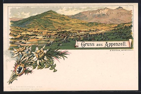 Cartoline postali: Litho Appenzell, Ortsansicht mit Umgebun – Usato da Berlin venduto da bartko-reher