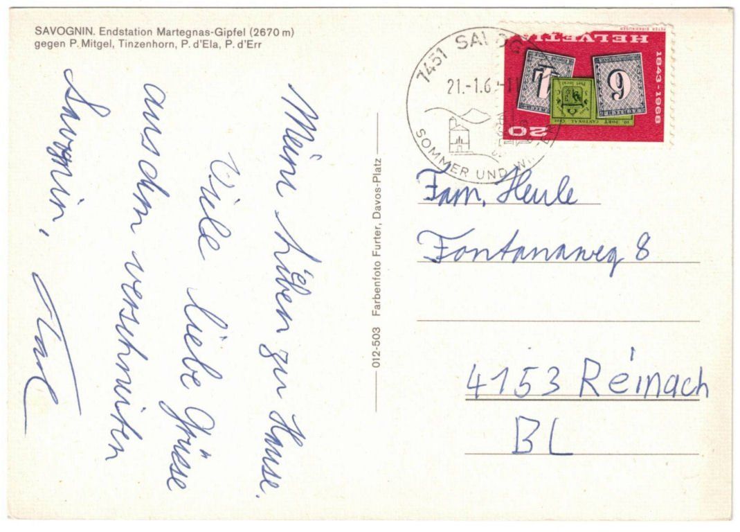 Cartoline postali: Savognin - Skilift Martegnas – Usato da Binningen venduto da Mountainrider 1