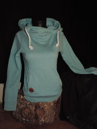 sweat bleu turquoise à capuche