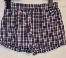 Karierte violette, weiss grau gestreifte Boxershorts Gr. XS