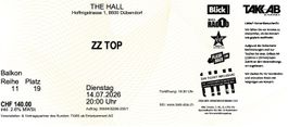 ZZ Top - 1 Sitzplatz Balkon - 14.7.26 - The Hall, Dübendorf