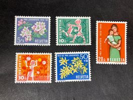Schweiz 1962 Satz Pro Juventute Blumen/Jubiläum postfrisch