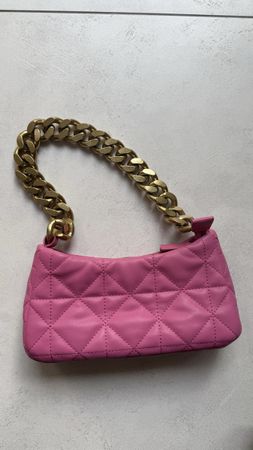 Tasche Pink gesteppt mit Goldkette Sommer Tasche Handtasche 