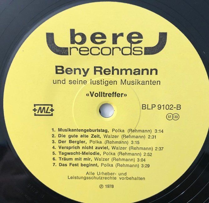 Dischi in vinile: Beny Rehmann - Volltreffer (LP) – Usato da Grüningen venduto da azulmarron 3
