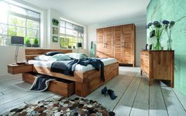 Schubladenbett ZENNA Kernbuche massiv 160 x 200 cm