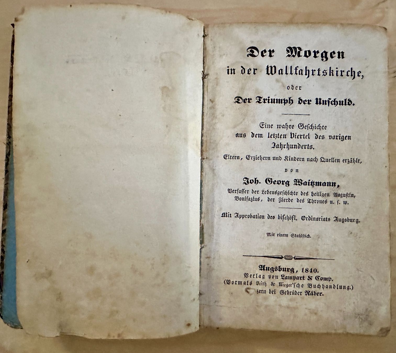 Bücher: Joh. Georg Watzmann: Der Morgen in der Wallfahrtskirche 1840 – Gebraucht aus Zürich von allp 2