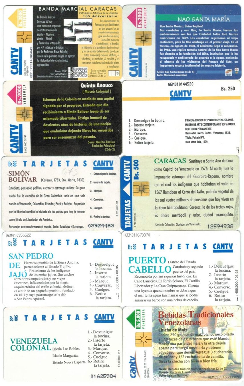 Cartes de téléphone: 10 Telefonkarten Venezuela – D'occasion à Zürich par Tolima194 1