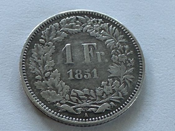 Alle Münzen: 1Fr 1851 vz – Gebraucht aus Erlach von gubbe1 2