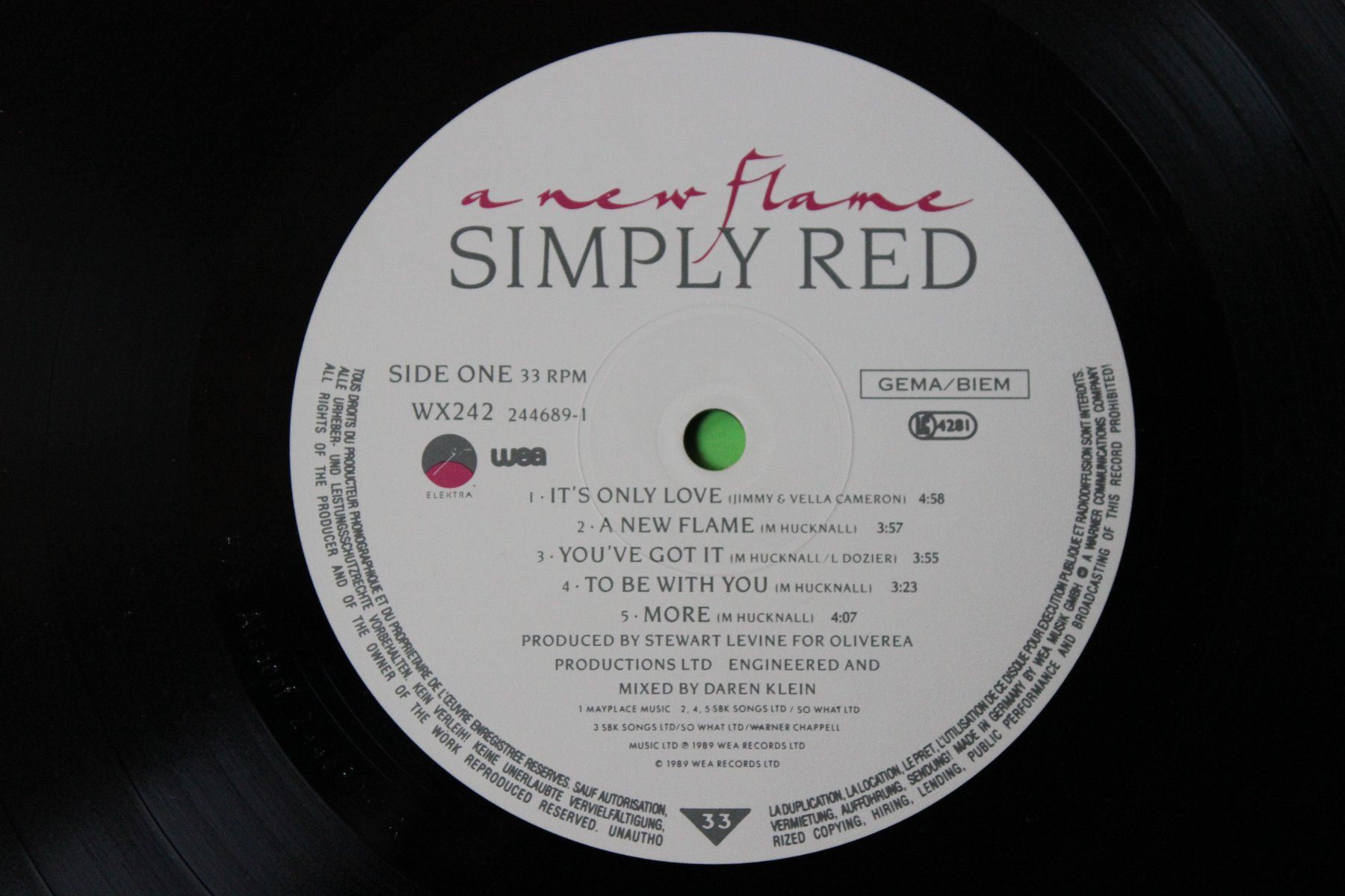 Schallplatten: Simply Red - A new Flame LP Vinyl 1989 – Gebraucht aus Tübach von JamesStone 4