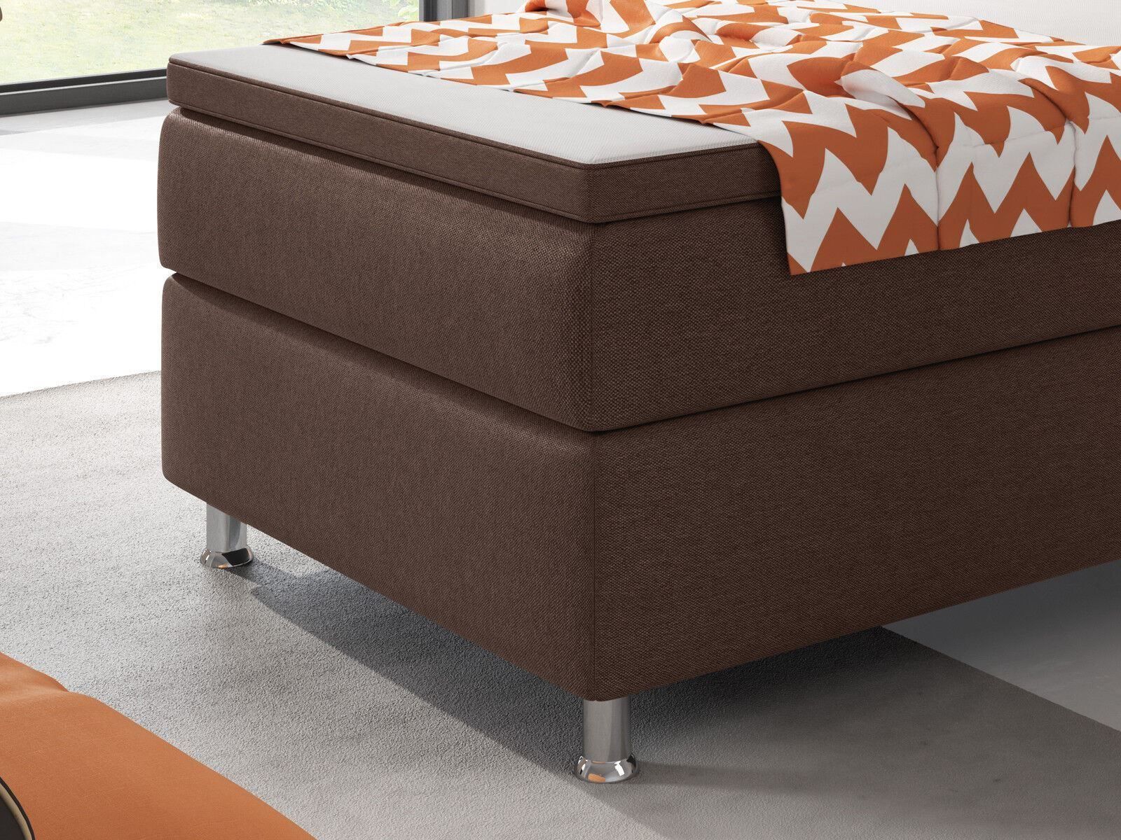 Betten: Boxspringbett 90x200 Braun Hotelbett Einzelbett Bett – Neu und originalverpackt aus Wallenwil von toesstal-vertrieb 4