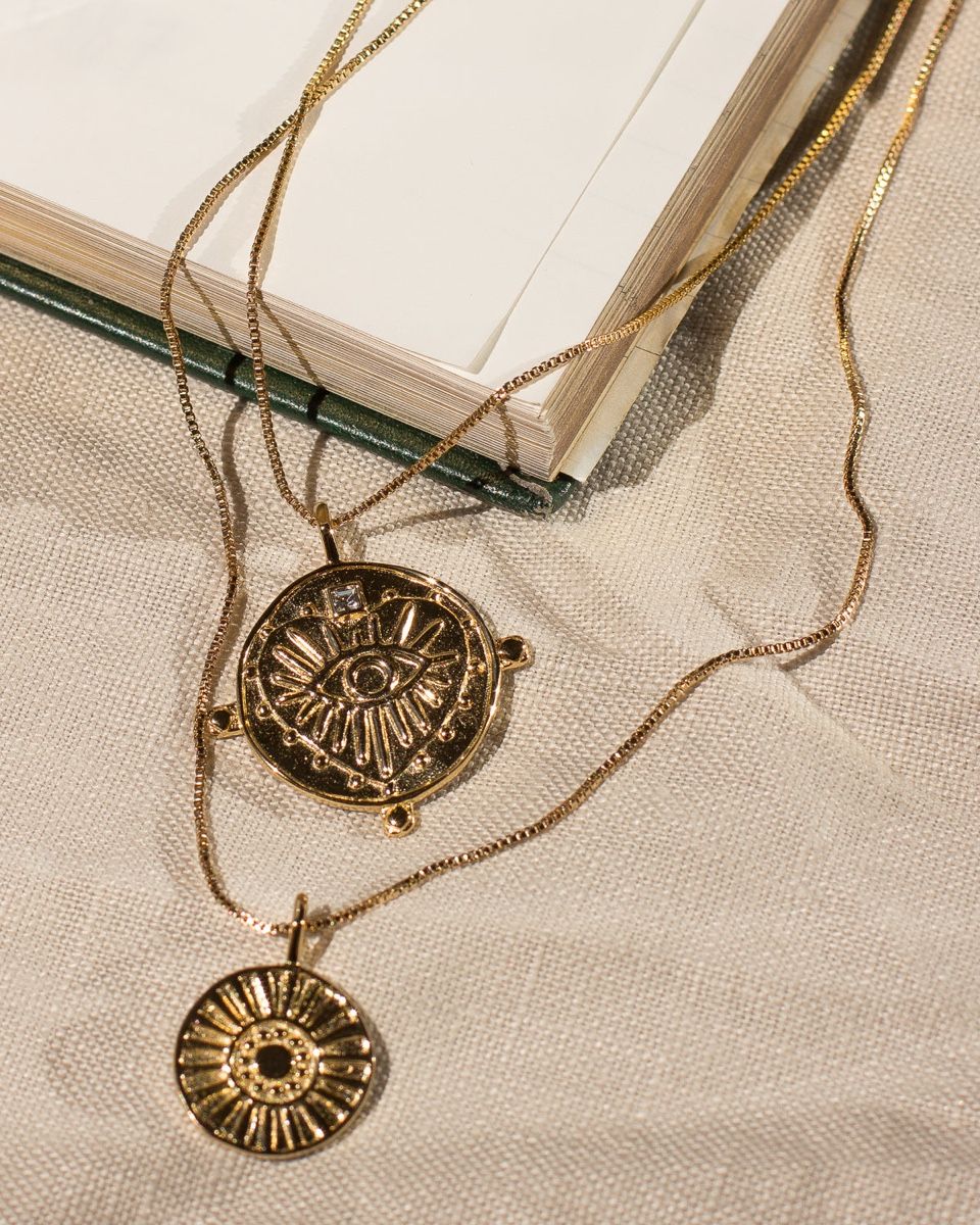 Ketten: EVIL EYE DOUBLE COIN NECKLACE-GOLD – Neu (gemäss Beschreibung) aus Leuggern von manuela_doj 2