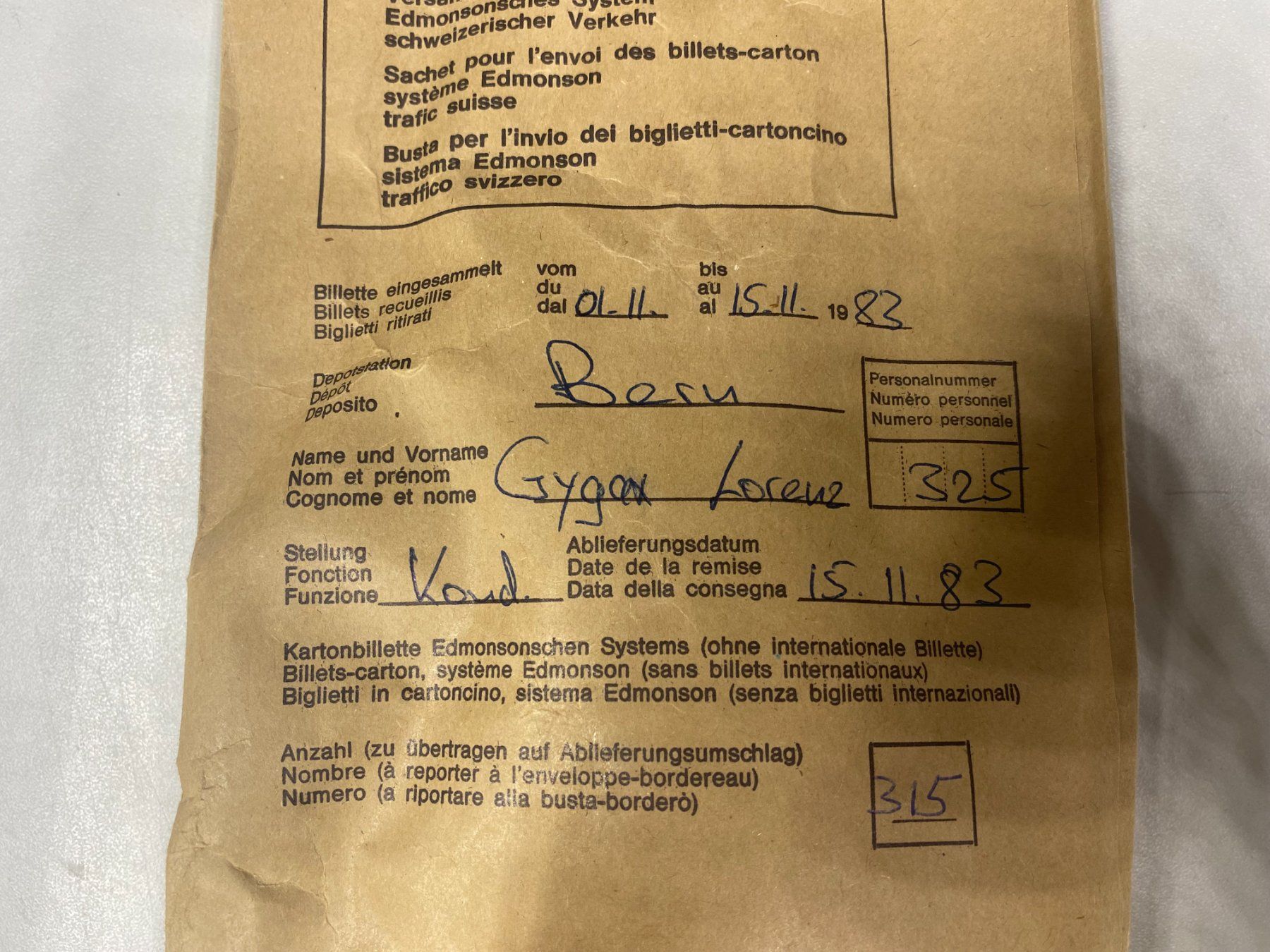 Billets: LOT Bahnbillette Bern //G351 – D'occasion à Bern par JMsoehne1987