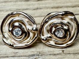 NEUE! Ohrstecker Rotgold 750 mit echten Diamanten