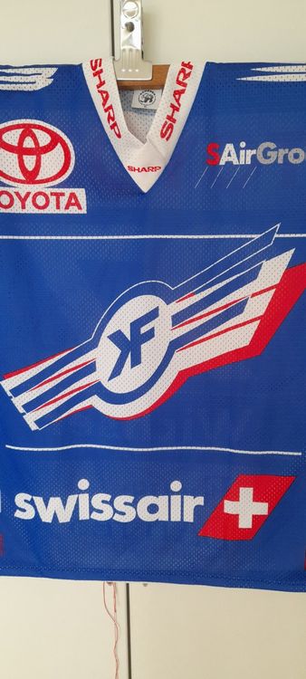 Maillot Hockey Sur Glace Vintage Kloten Flyers #18 Sigg - Nike - Porté (match ?) - Taille Player Issue