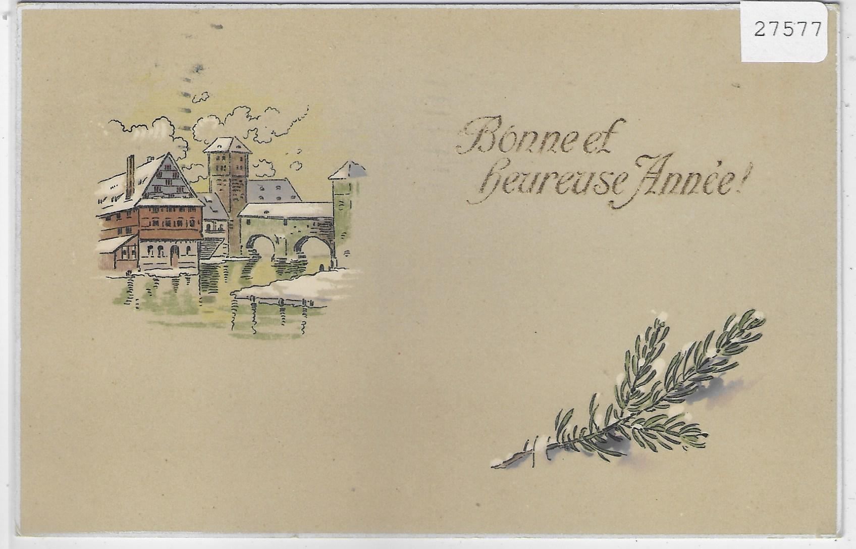Cartoline postali: Bonne et heureuse annee!  1915 – Usato da Ettingen venduto da Kartenplanet