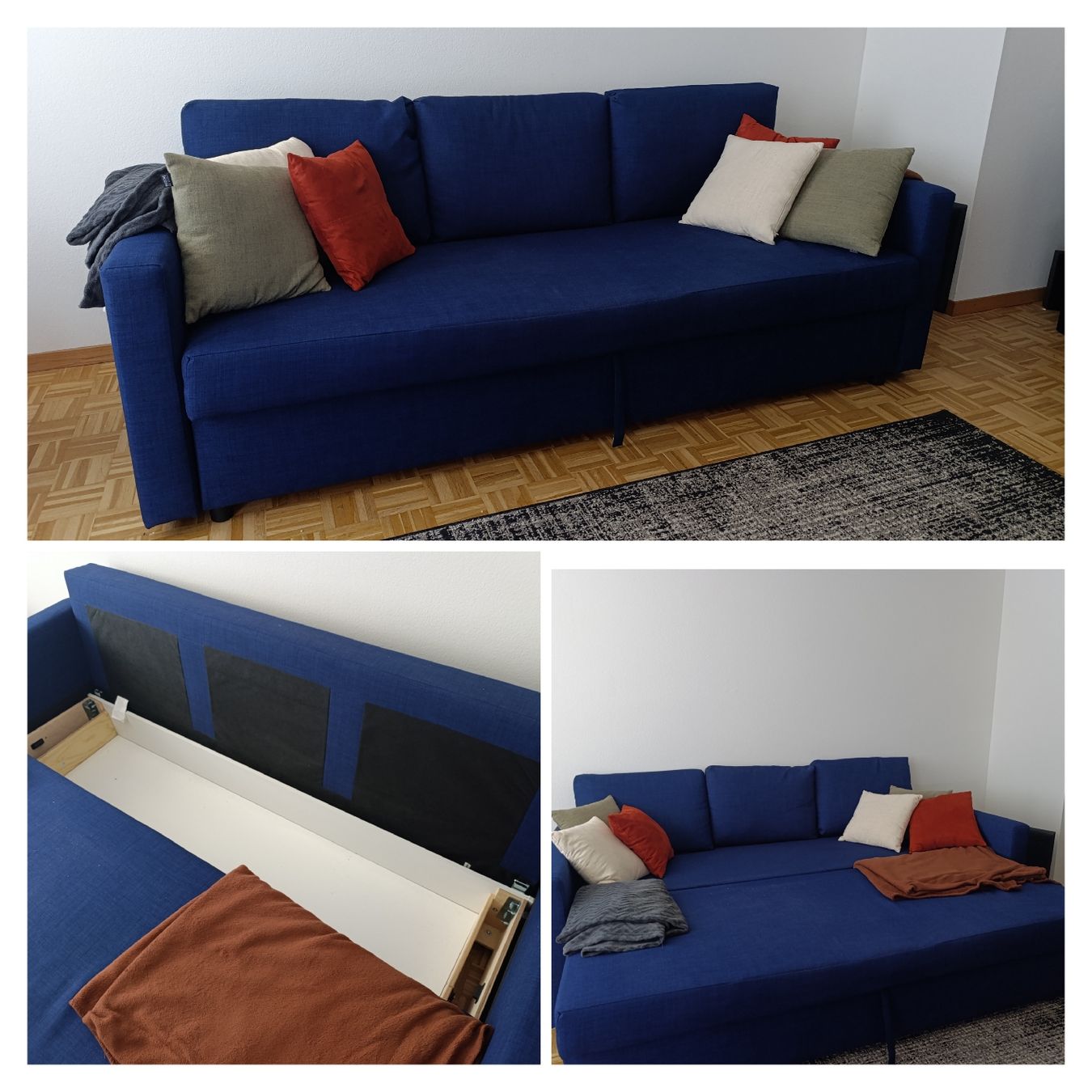 Ikea Divani: Blaues Schlafsofa mit Stauraum – Usato da Luzern venduto da Card_Collection