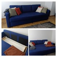 Blaues Schlafsofa mit Stauraum