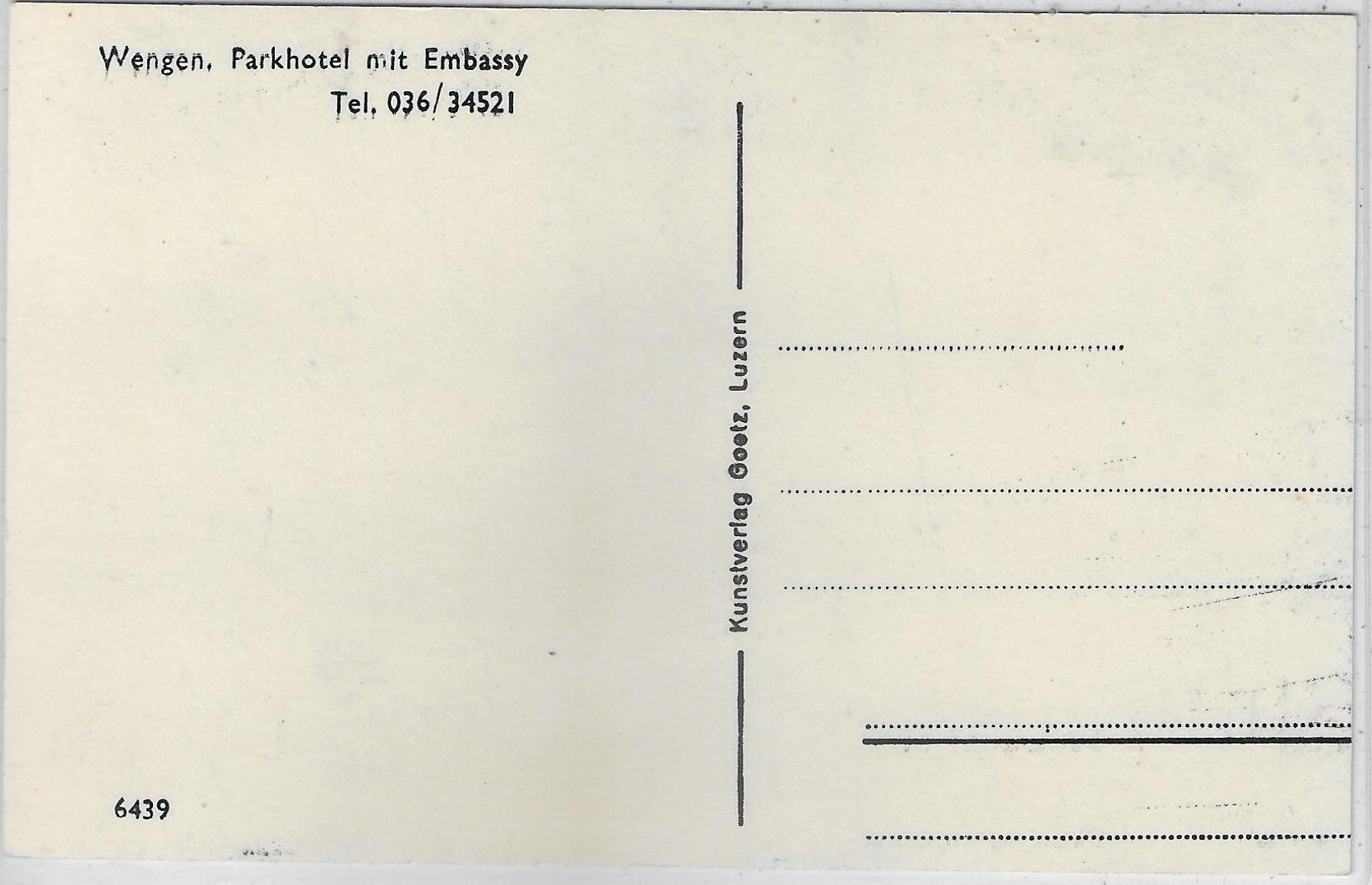 Cartoline postali: Wengen - Parkhotel mit Embassy – Usato da Ettingen venduto da Kartenplanet 1