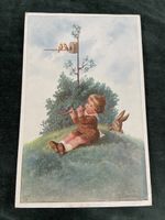 Postkarte Junge mit Flöte und Hase Motivkarte 