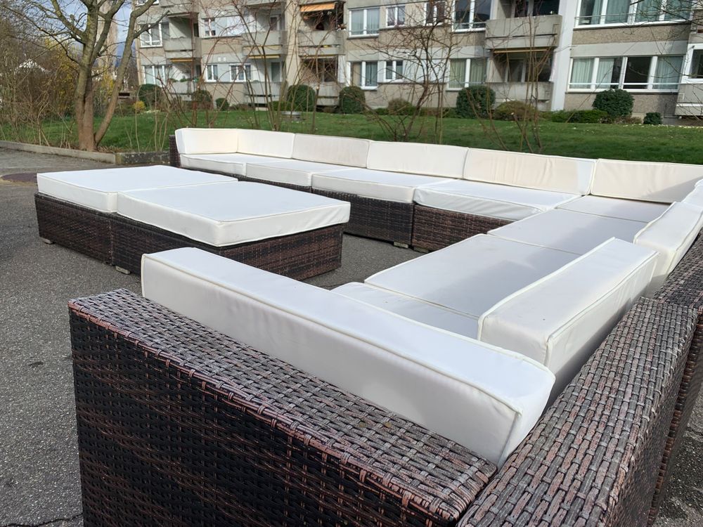 EIN Set Kissen Für Ratan Und Passend Für Die Meisten Dieser Art Von Rattanmöbeln. 2 Sessel + Sofa. Hergestellt Aus Baumwolle Und POLYURETHAN- Schaum-GRANULAT (Naturalfarben