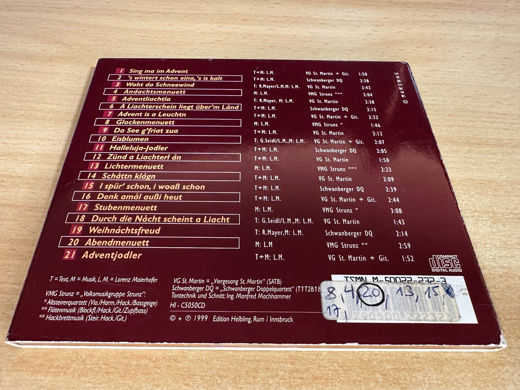 CD: Lorenz Maierhofer - Alpenländischer Advent – Usato da Rikon im Tösstal venduto da Alpenmutz 1
