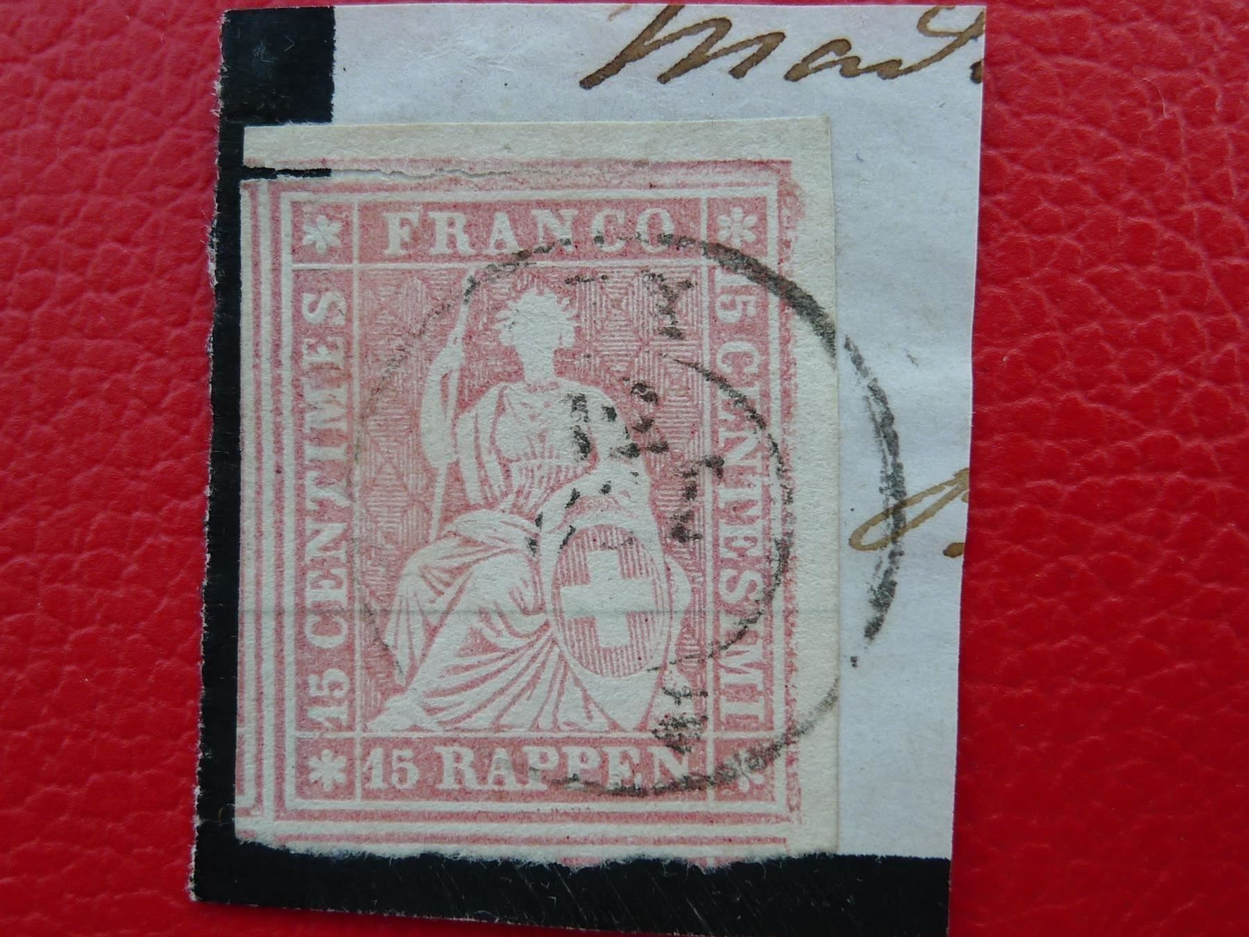 Alle Briefmarken: Strubel: 24D (24B3), überrandig Bogenecke von BEX – Gebraucht aus Sursee von Luzernerraute
