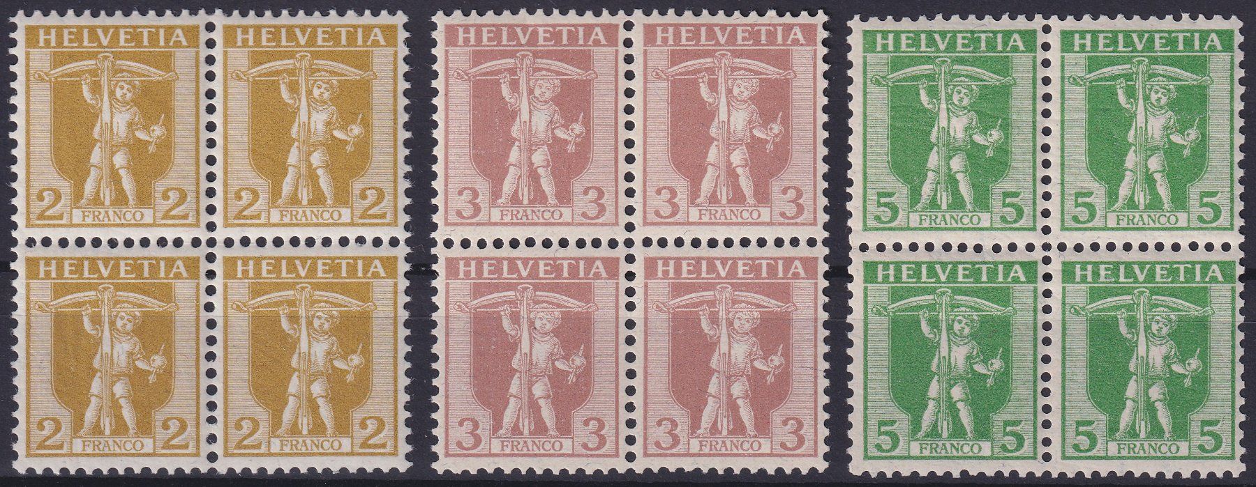 Tutti i francobolli: Viererblöcke Nr. 101-103 postfrisch **, Kat: 92.- – Usato da Ebikon venduto da SilvioFreund