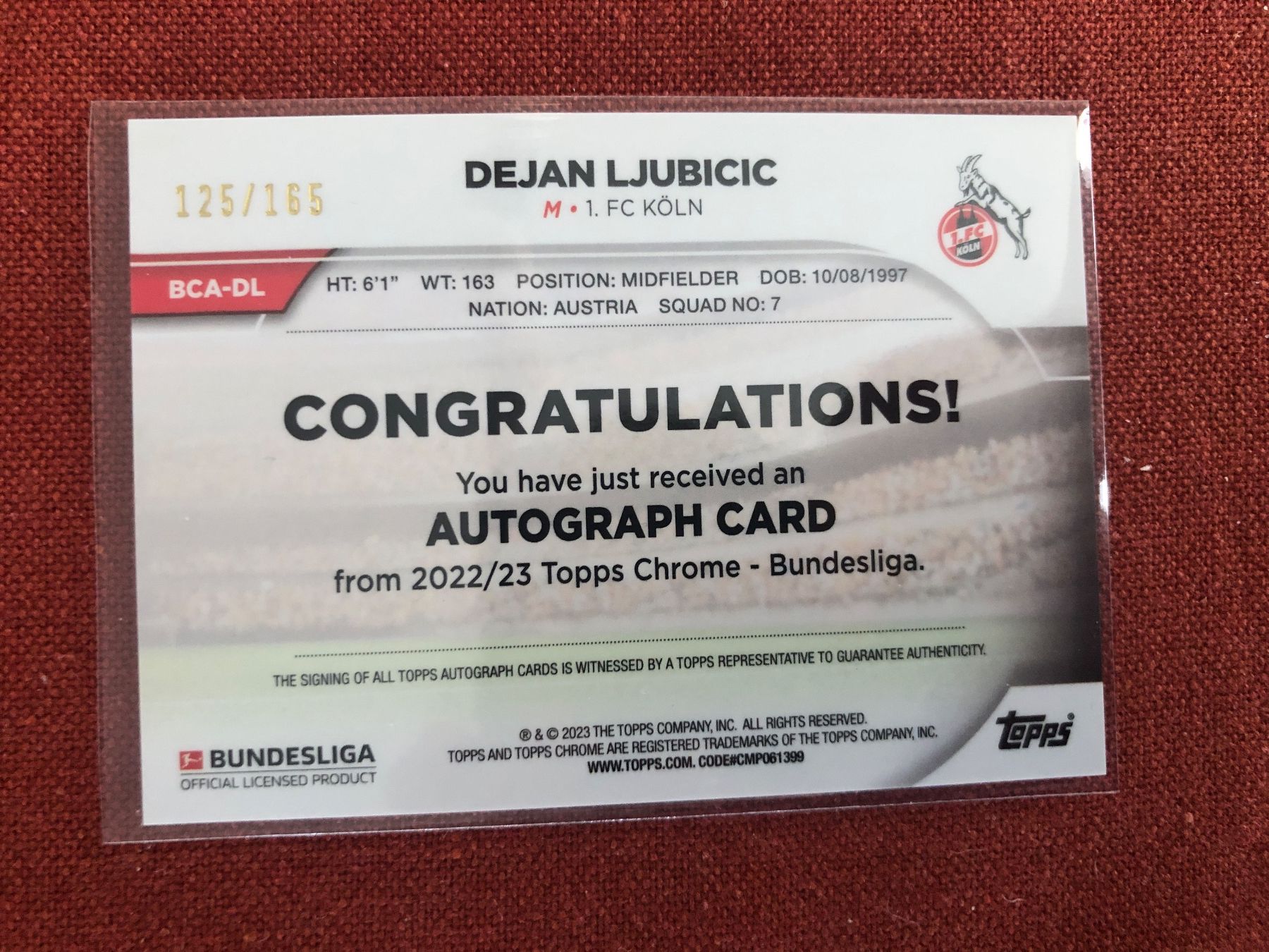 Topps Sammelbilder & Trading cards: Topps Chrome Dejan Ljubicic Autogramm /165 – Gebraucht aus Wangenried von Garagara 1
