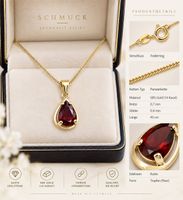 Kette 14karat Anhänger Tropfen 333 Gold mit Granat