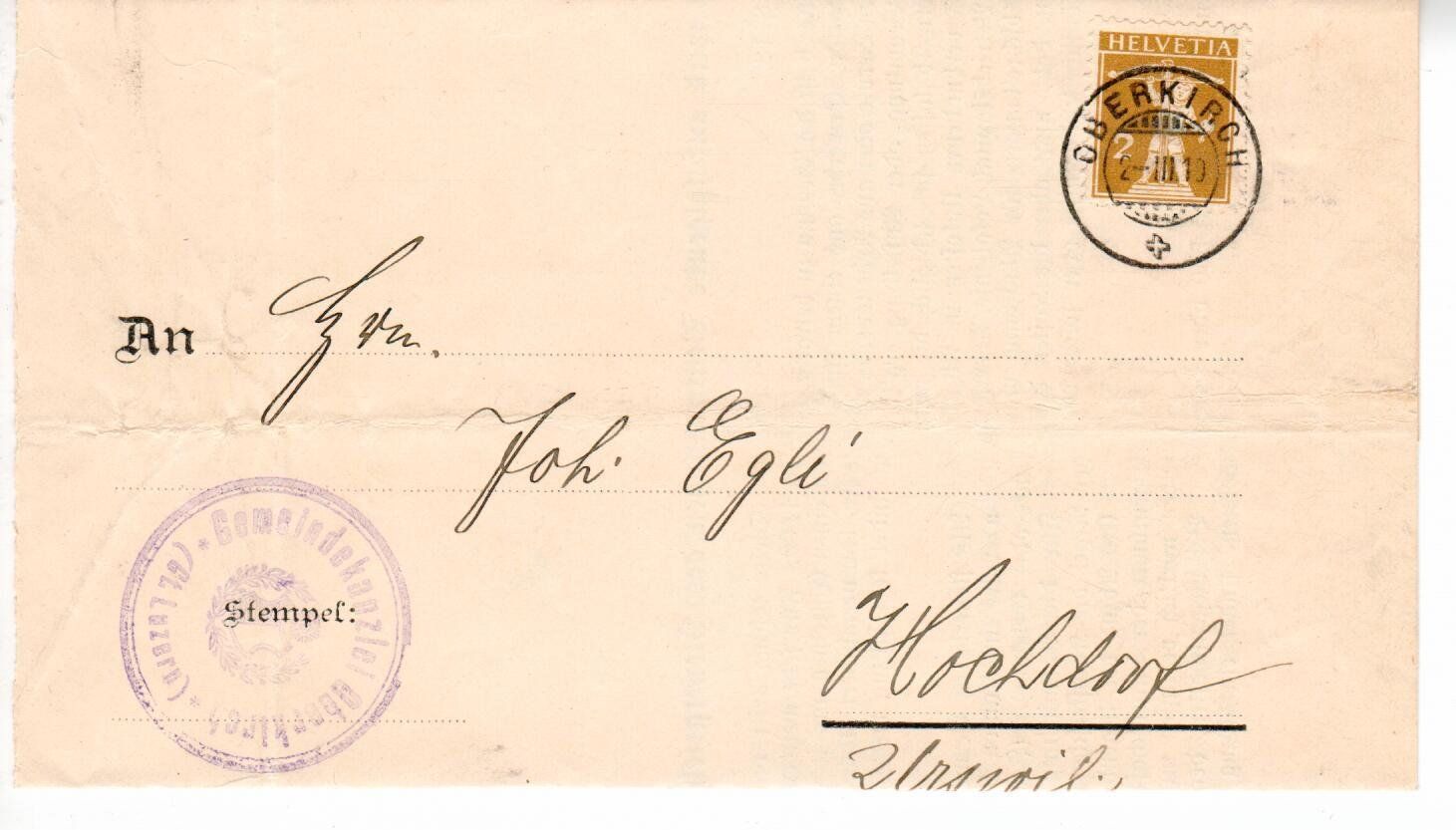 Tutti i francobolli: Brief, Oberkirch - Urswil LU 1910 – Usato da Wolhusen venduto da Curver9
