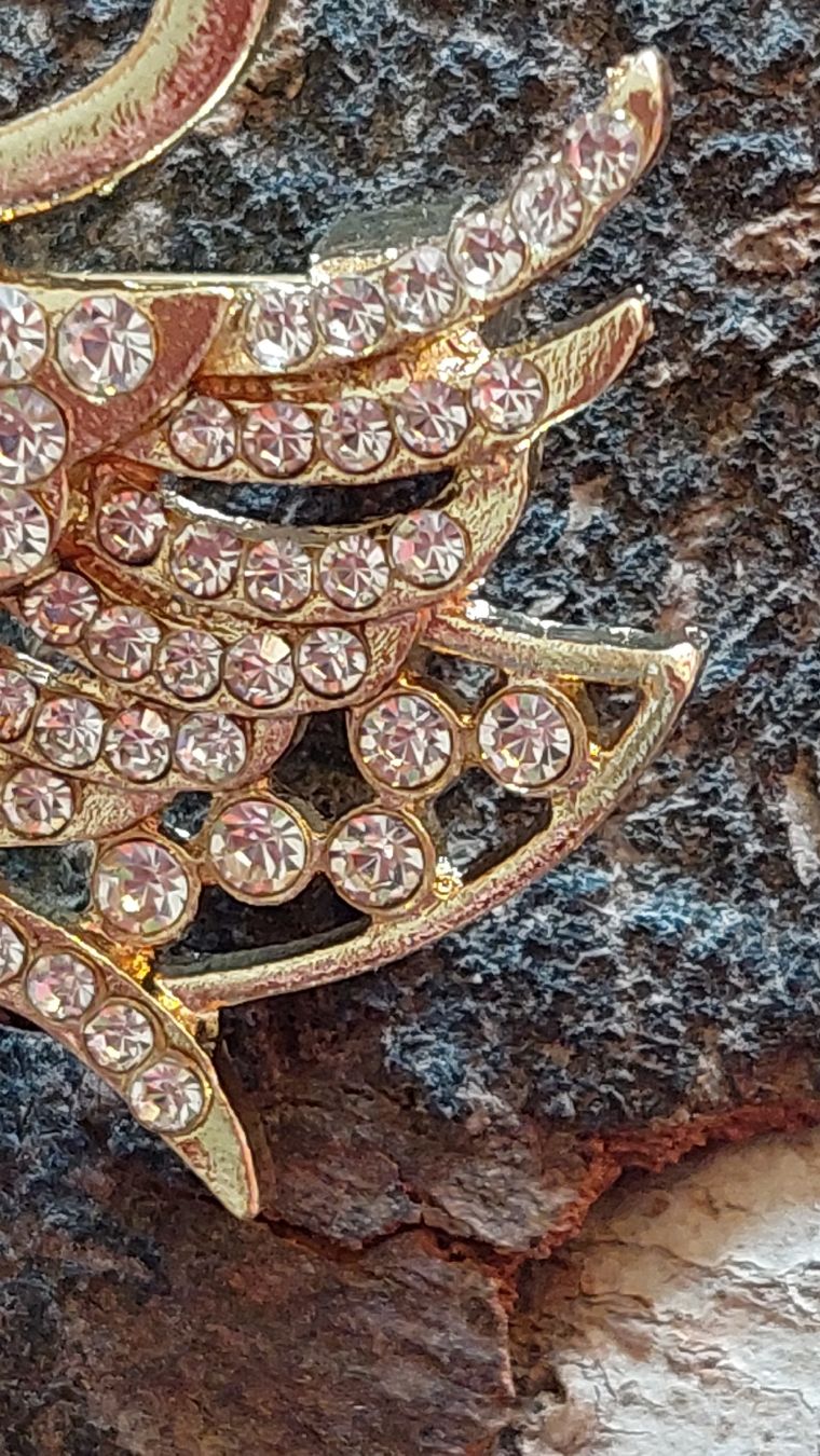 Broches & Aiguilles: Schwan Brosche, goldfarbig mit Strass-Steinchen – Neuf (Voir description) à Oberwil BL par Hunajakakku 1