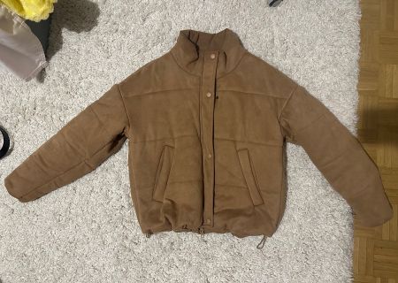 Brown Suede Puffer Jacket - Perfect for Autumn/Winter!