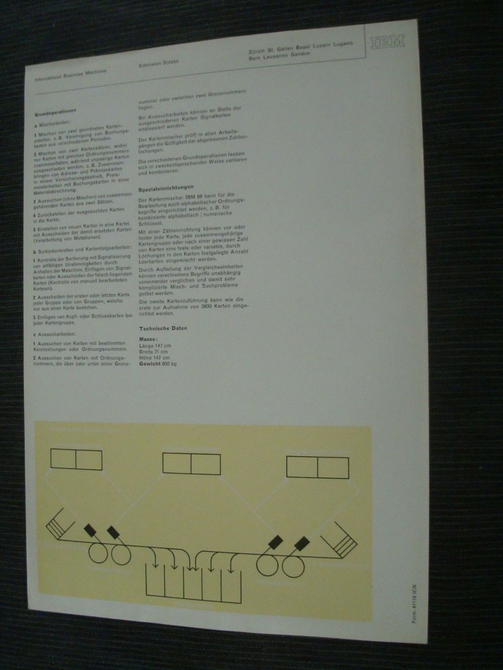 Dokumente: IBM Data Processing - Kartenmischer IBM 88 - Prospektblatt – Gebraucht aus Neuenegg von flohcante 1