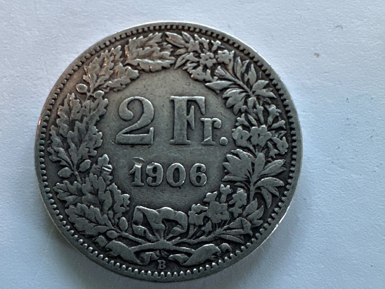 Alle Münzen: 2Fr, 1906 – Gebraucht aus Erlach von gubbe1 1