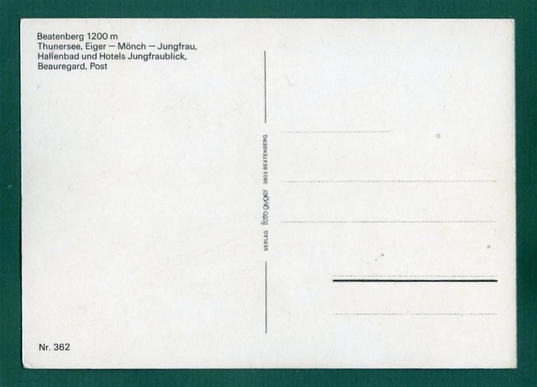 Cartoline postali: Beatenberg, Thunersee, Eiger, Mönch, Jungfrau, ungelaufen – Usato da Sargans venduto da Hausi1951 1