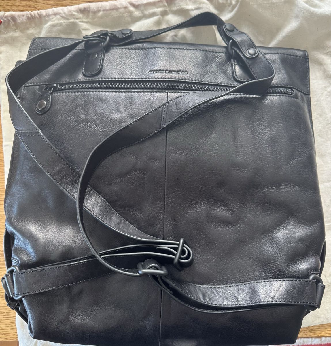 Aunts & Uncles Rucksäcke: Aunts & Uncles, schwarzer Lederrucksack – Neu (gemäss Beschreibung) aus Basel von Louischen 2