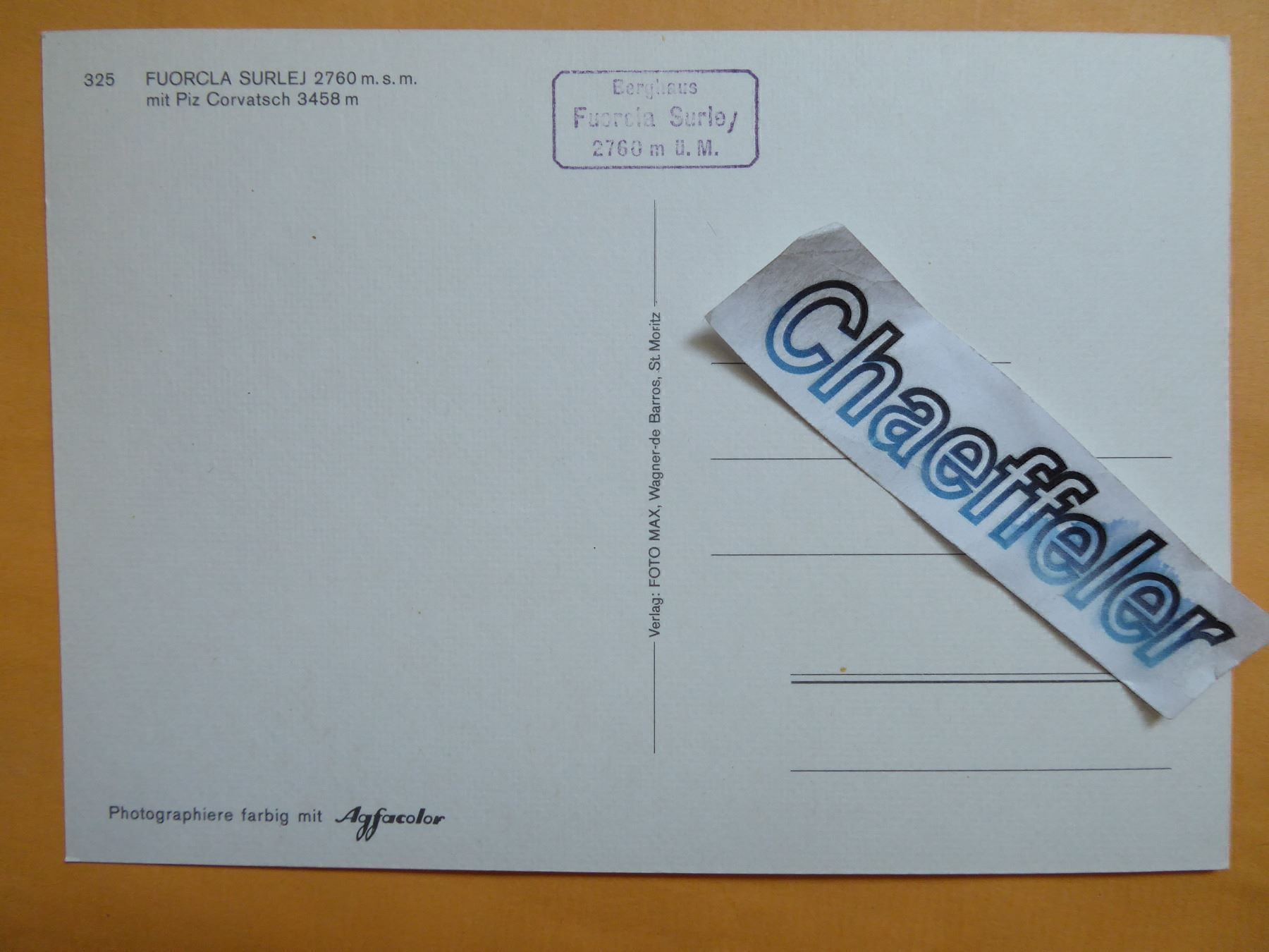 Cartoline postali: Fuorcla Surlej mit Piz Corvatsch – Nuovo (secondo la descrizione) da Zürich venduto da Chaeffeler 1