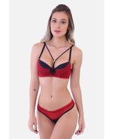 Lingerie sexy en dentèle, taille S, lingerie Rouge _noir D5