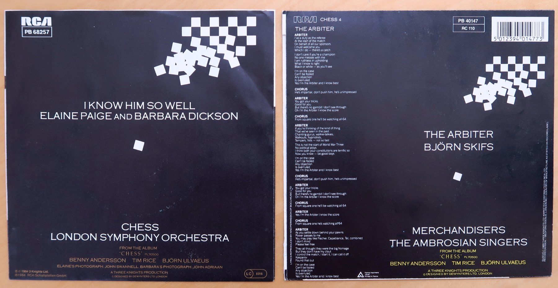 Schallplatten: CHESS - 2 VINYL SINGLES (VG+/-) – Gebraucht aus Hedingen von Studers 1