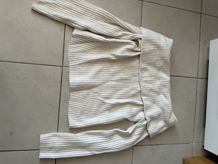 Damen Pullover H&M gerippt beige schulterfrei gebraucht