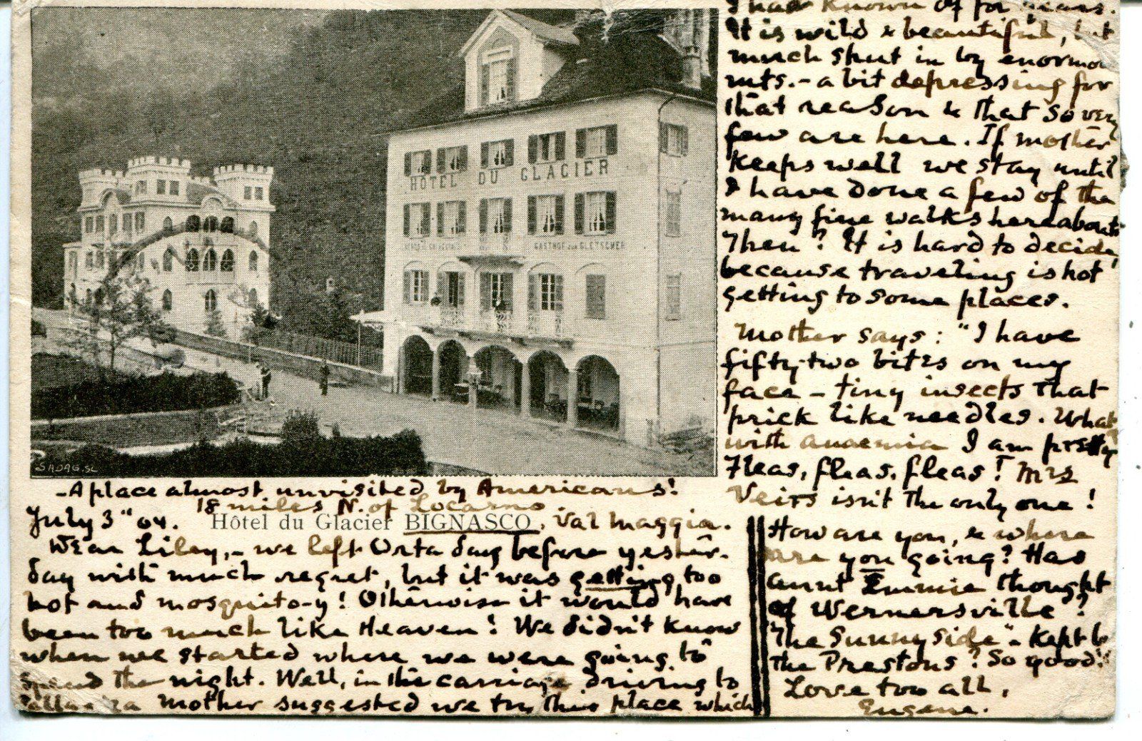 Ansichtskarten: Bignasco Hotel – Gebraucht aus Rapperswil SG von INTELVI