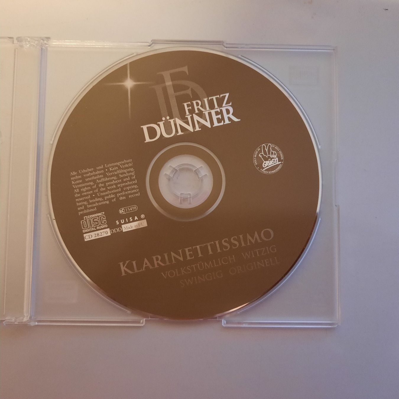 CD: Klarinettissimo von Fritz Dünner – Usato da Buochs venduto da Nyima21
