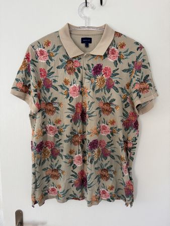 Gant Poloshirt Blumenmuster beige Grösse L Rare oryginal