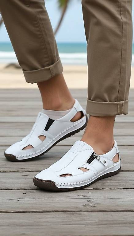 Chaussures hommes: Weisse Männer Sandalen Gr. 44 – Neuf (Voir description) à Zürich par ale_xxz7