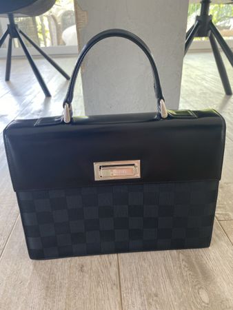 Mollersus Tasche Leder schwarz kariert guter Zustand