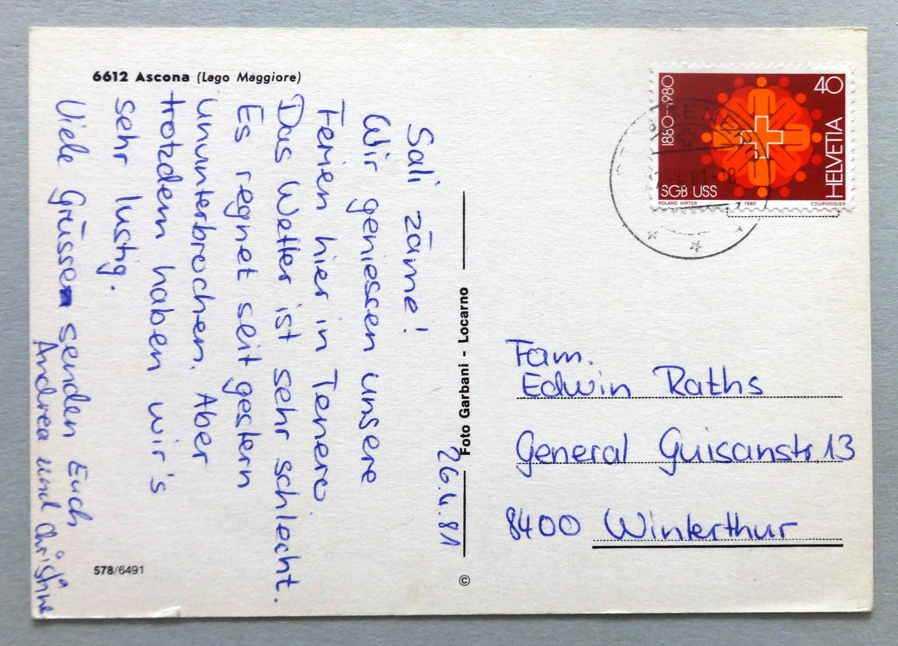 Cartoline postali: Ascona (Lago Maggiore) – Usato da Fétigny venduto da Billy2miny 1