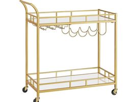 Servierwagen Glasablagen Gläserhalter goldfarben LIVORA