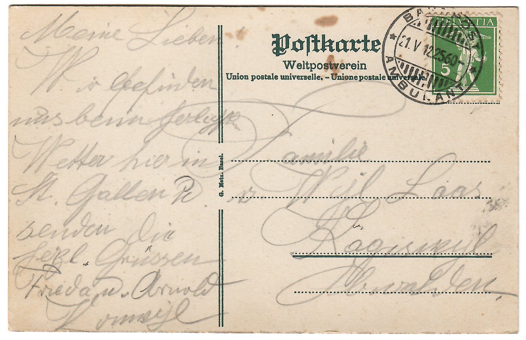 Cartoline postali: Ansichtskarte  St. Gallen – Usato da Kerns venduto da etma3 1