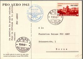 CH - Flugpost - Sonderflug - SF 43.1a - Postkarte Pro Aero